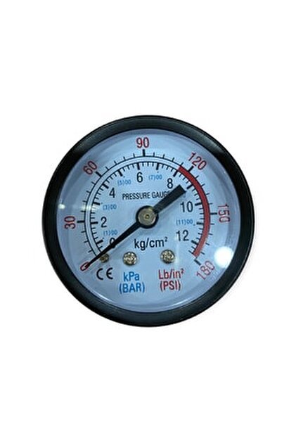 Kompresör Saati Metal Manometre(12 Bar 180psi) Çapı 50mm Bağlantı Çapı 13mm 1/4 - Görsel 2
