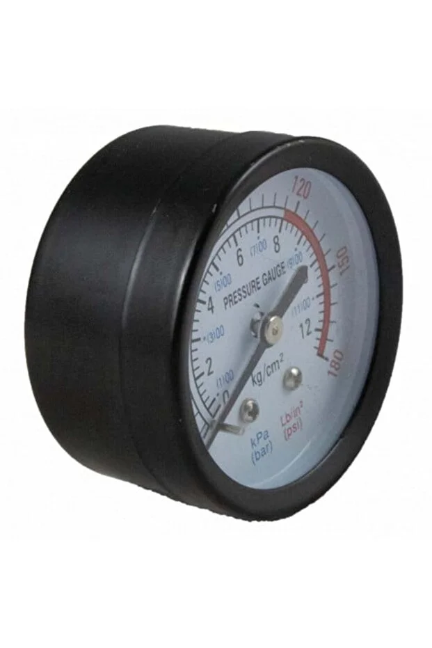 Kompresör Saati Metal Manometre(12 Bar 180psi) Çapı 50mm Bağlantı Çapı 13mm 1/4